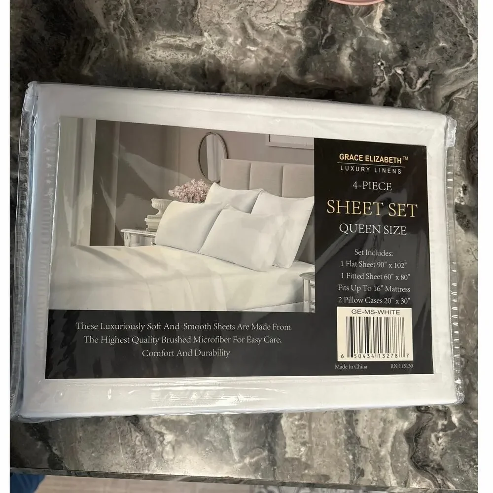Grace Elizabeth, luxury linens, four piece sheet at queen size